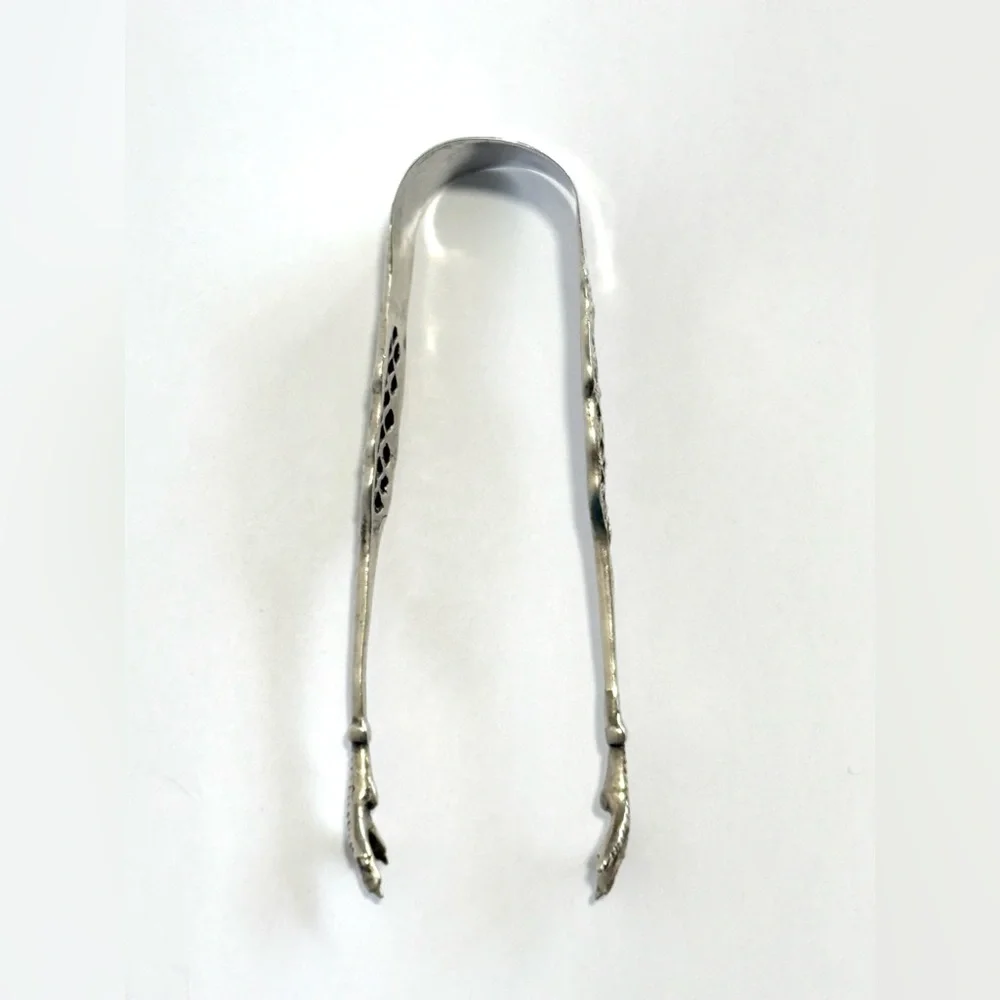 Antique Victorian Austrian 800 Silver 34g Sugar Cube Tongs Bird Claw Gothic